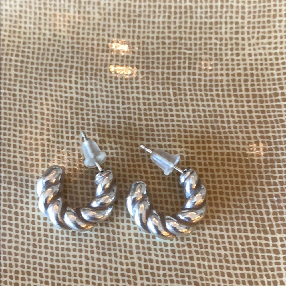 Silver Twisted Rope Hoop Earrings - Women's Jewelry